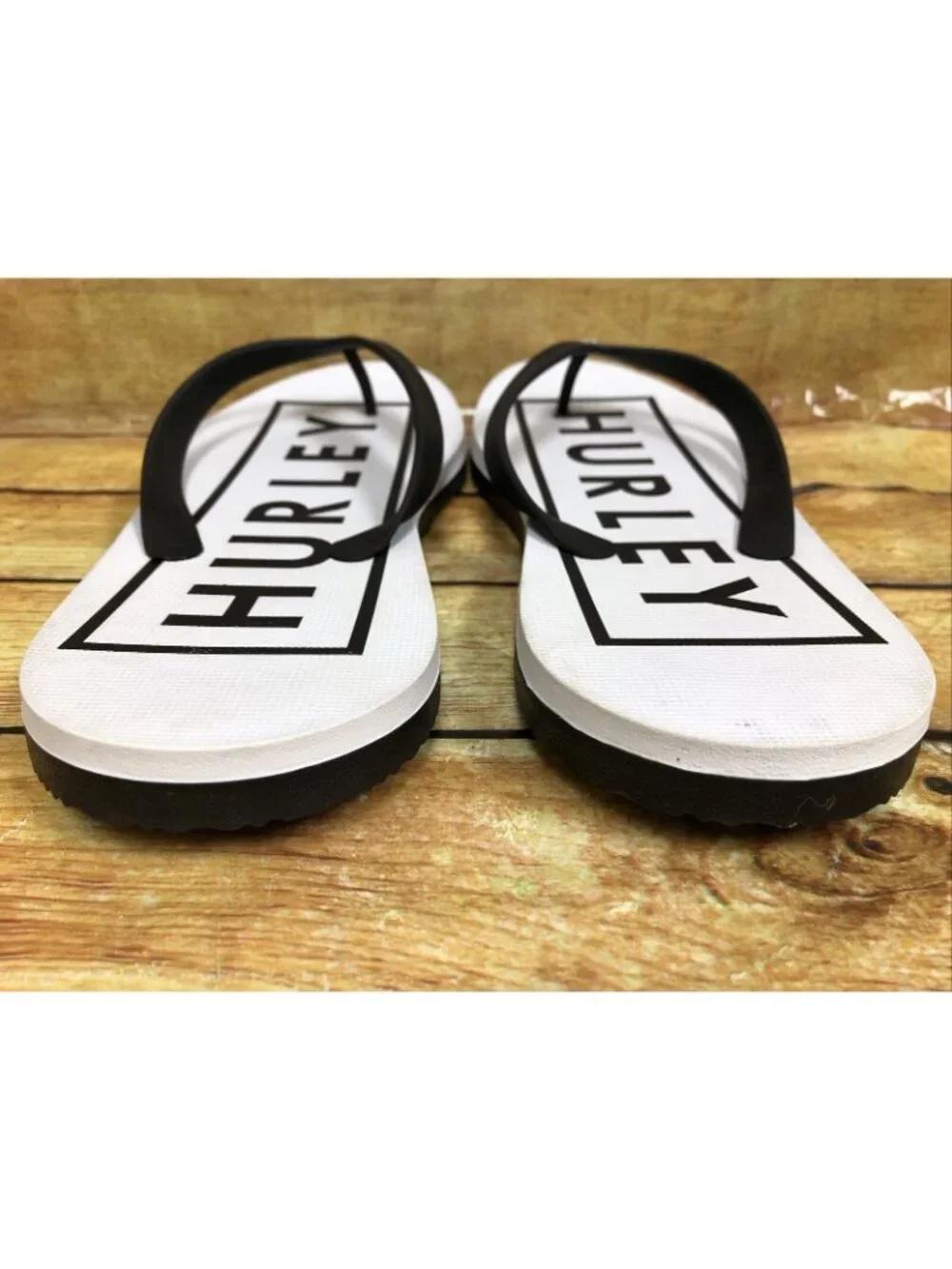 HURLEY Mens 12 Black/White Classic Slip On Flip Flops Thong Sandals